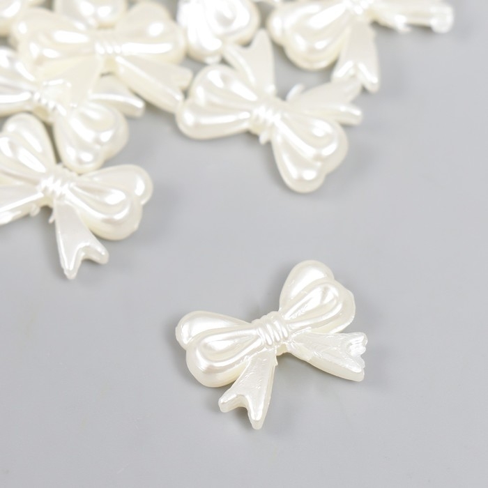 Декор для творчества пластик Декор для творчества пластик "Бант" жемчужный набор 25 шт 1,4х1,8 см