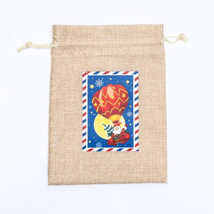Новый год. Мешок подарочный с термонаклейкой, 13 х 18 см Новый год. Мешок подарочный с термонаклейкой, 13 х 18 см