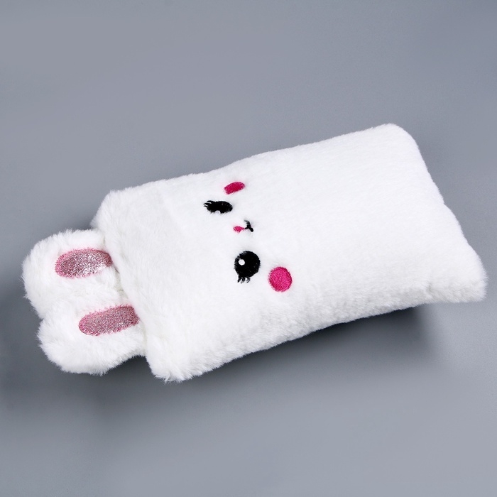 Пенал школьный мягкий «Зайчик», 21 × 13 см, плюш, белый цвет Пенал школьный мягкий «Зайчик», 21 × 13 см, плюш, белый цвет