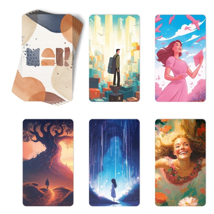 Арт-терапия «Путь к мечте» с МАК, 50 карт (7х12 см), холст (22х16,5 см), краски (6 цветов), кисть, 16+ Арт-терапия «Путь к мечте» с МАК, 50 карт (7х12 см), холст (22х16,5 см), краски (6 цветов), кисть, 16+