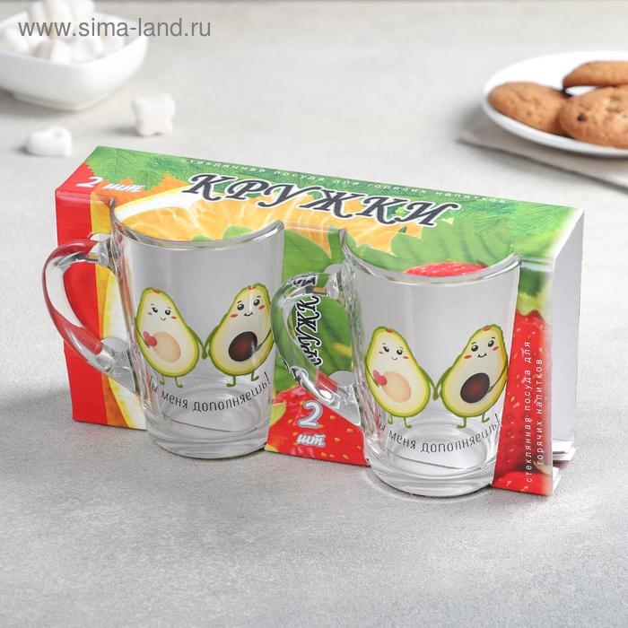 Набор кружек «Авокадо», 300 мл, в подарочной упаковке, 2 шт, рисунок МИКС Набор кружек «Авокадо», 300 мл, в подарочной упаковке, 2 шт, рисунок МИКС