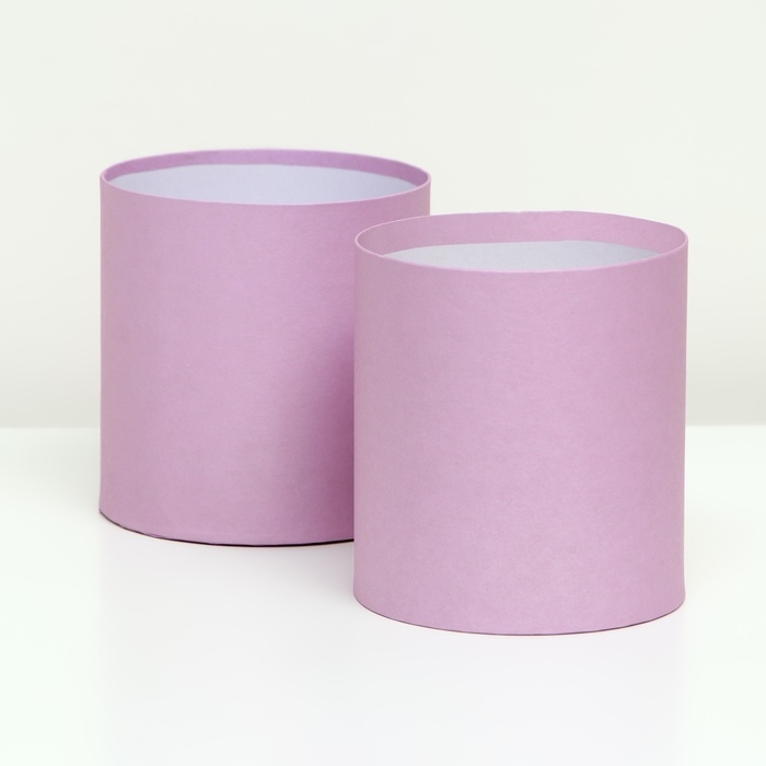 Набор круглых коробок 2в1 , Набор круглых коробок 2в1 ,"Лаванда", без крышки, 10 х 10 х 10,5 см