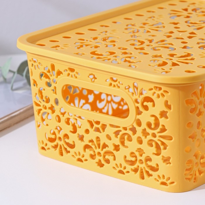 Контейнер для хранения с крышкой «Узор», пластик, 25×19×10 см, цвет МИКС Контейнер для хранения с крышкой «Узор», пластик, 25×19×10 см, цвет МИКС
