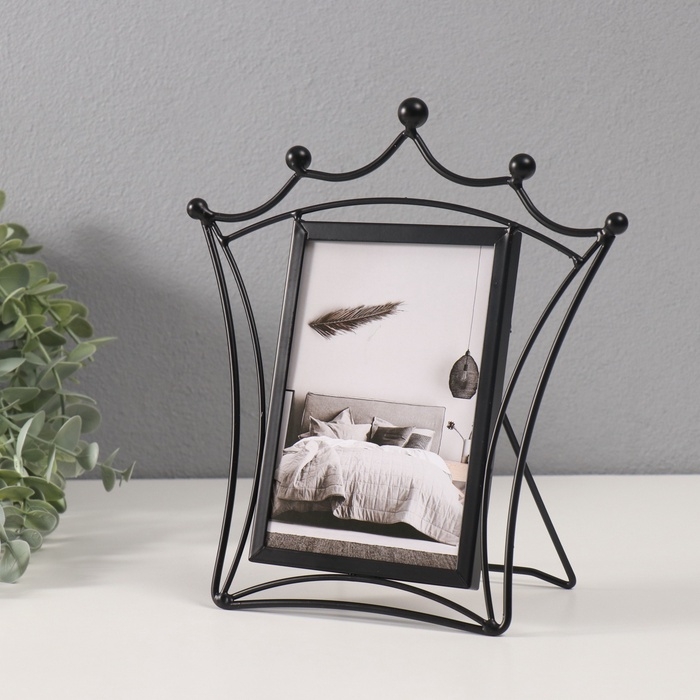 Фоторамка металл на 1 фото 10х15 см "Принцесса" черный 21х22,5 см