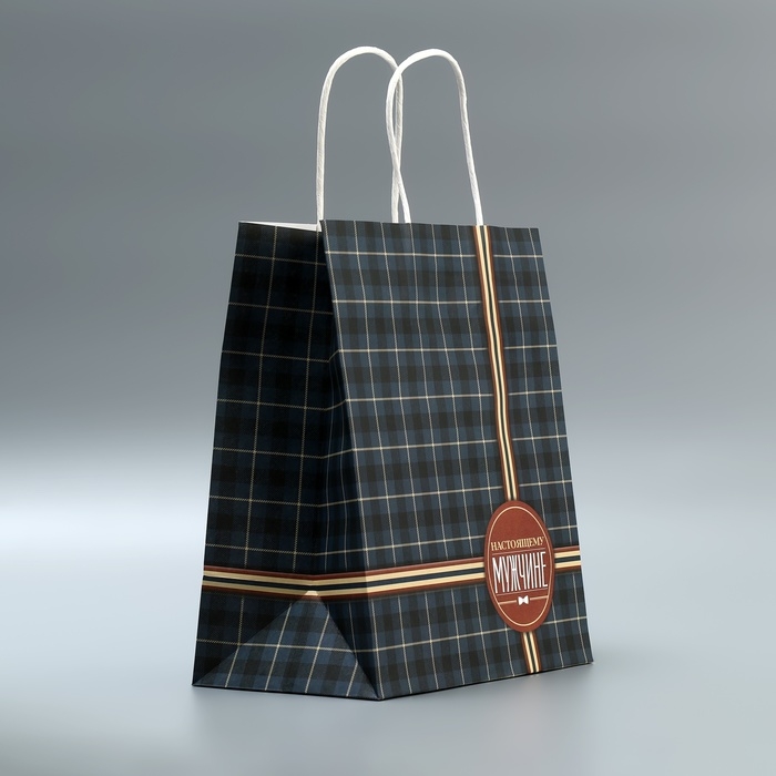 Пакет подарочный крафтовый, упаковка, «Клетка», 22 х 25 х 12 см Пакет подарочный крафтовый, упаковка, «Клетка», 22 х 25 х 12 см