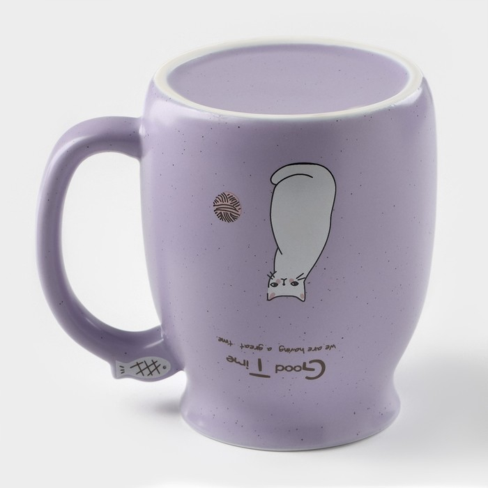 Кружка керамическая с деревянной крышкой и ложкой «Котик», 500 мл, цвет и рисунок МИКС Кружка керамическая с деревянной крышкой и ложкой «Котик», 500 мл, цвет и рисунок МИКС