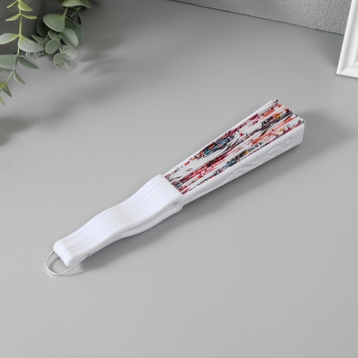 Веер пластик, текстиль  Веер пластик, текстиль "Перья и цветы" МИКС 23 см