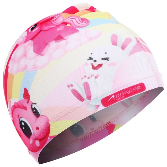 Шапочка для плавания детская ONLYTOP Cute, тканевая, обхват 46-52 см Шапочка для плавания детская ONLYTOP Cute, тканевая, обхват 46-52 см