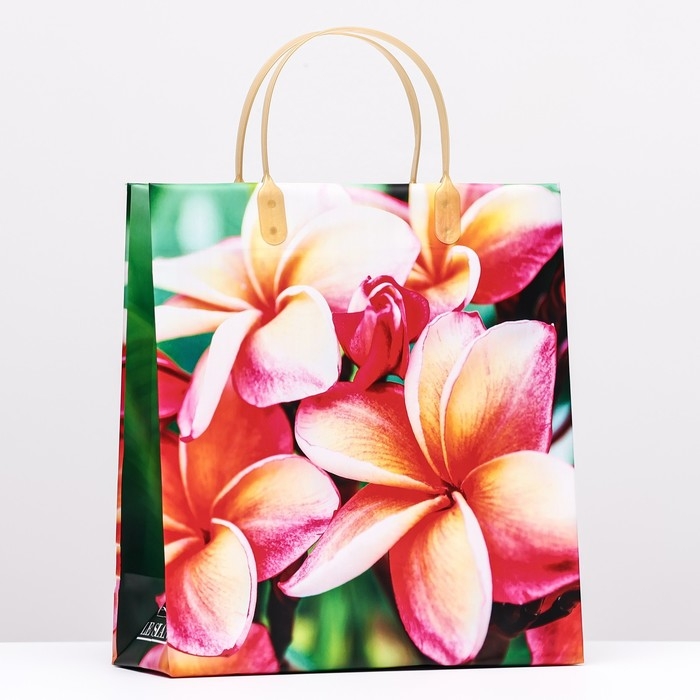 Пакет Пакет "Оранжевые цветы", мягкий пластик, 26 x 23 см, 110 мкм