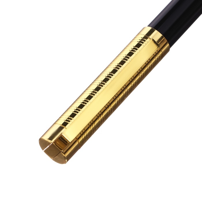Ручка подарочная шариковая в кожзам футляре поворотная Винтаж корпус черный/золото Ручка подарочная шариковая в кожзам футляре поворотная Винтаж корпус черный/золото