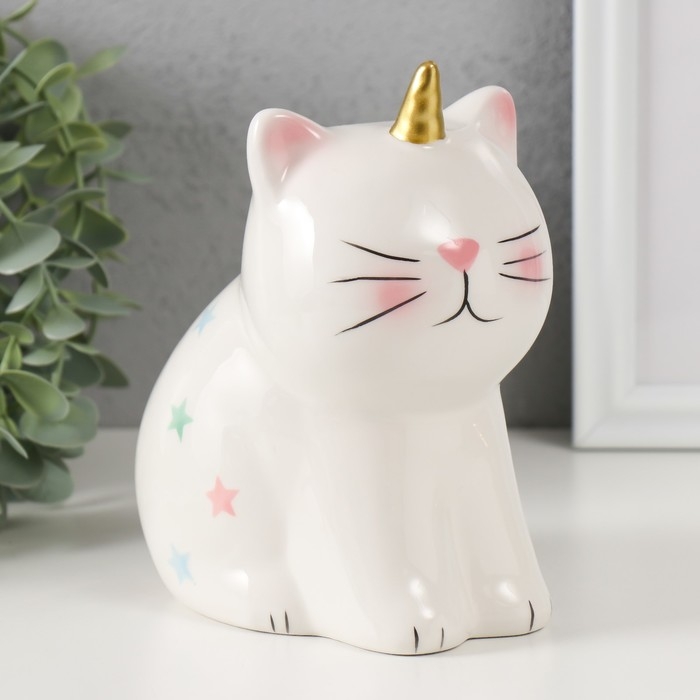 Копилка керамика Копилка керамика "Котик-единорог" 13х10х16 см