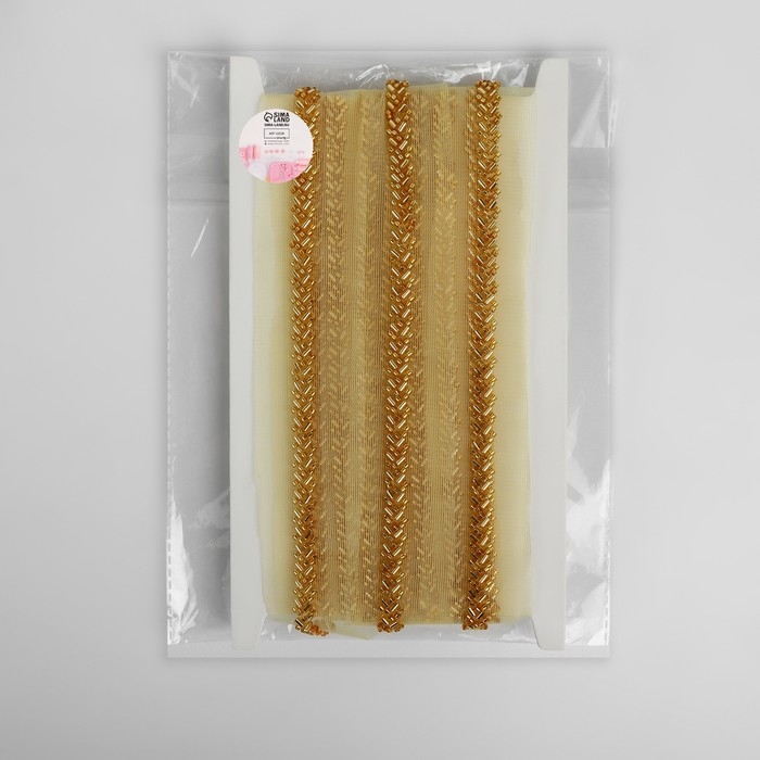 Тесьма декоративная с бисером, 35 мм, 4,5 ± 0,5 м, цвет золотой Тесьма декоративная с бисером, 35 мм, 4,5 ± 0,5 м, цвет золотой