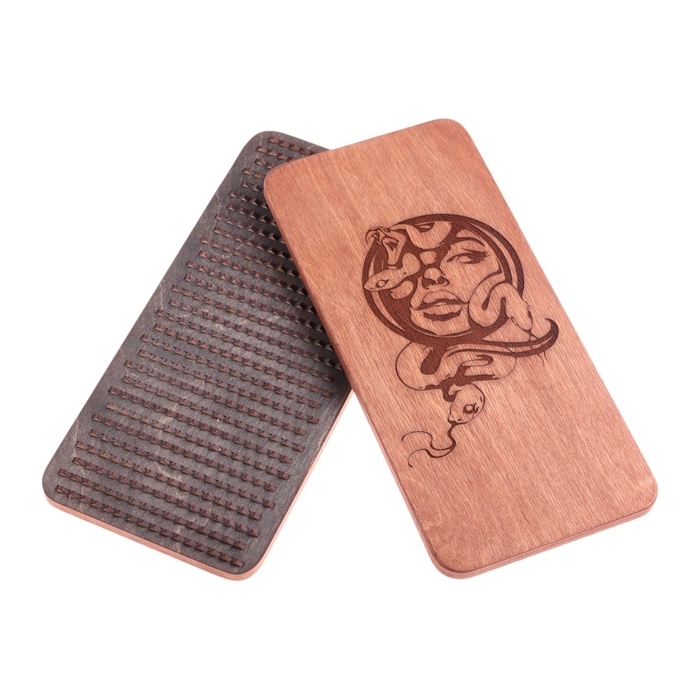 Садху, доска с гвоздями из дерева, для йоги Садху, доска с гвоздями из дерева, для йоги "Кобра", для начинающих, шаг 8 мм, 14 х 30 см