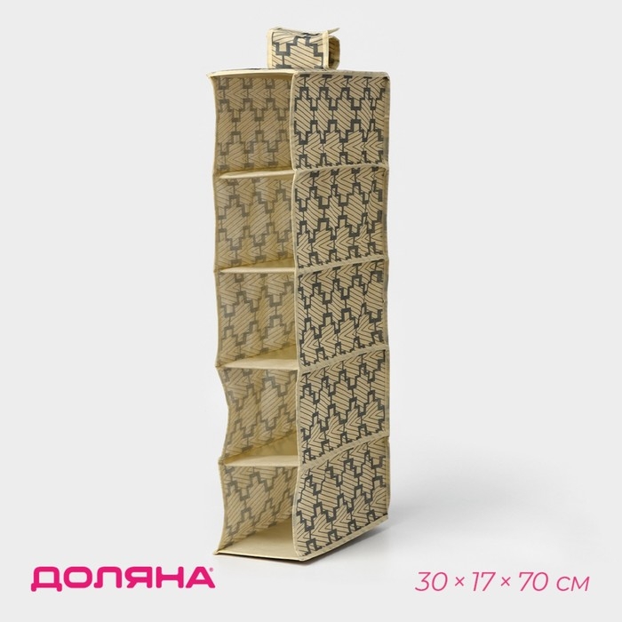 Органайзер подвесной Доляна «Гэтс», 5 отделений, 30×15×70 см, цвет бежевый Органайзер подвесной Доляна «Гэтс», 5 отделений, 30×15×70 см, цвет бежевый