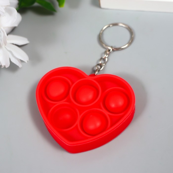 Брелок резина антистресс (бесконечная пупырка) Брелок резина антистресс (бесконечная пупырка) "Сердечко" МИКС 5х5,7х1,3 см