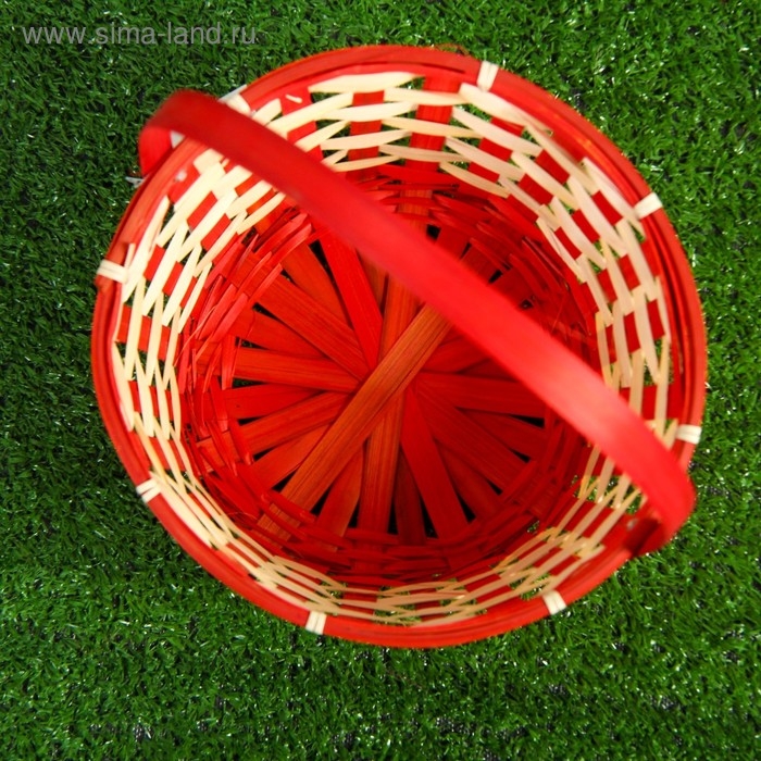 Корзина плетеная, бамбук, 21х21х10/24 см, красная Корзина плетеная, бамбук, 21х21х10/24 см, красная
