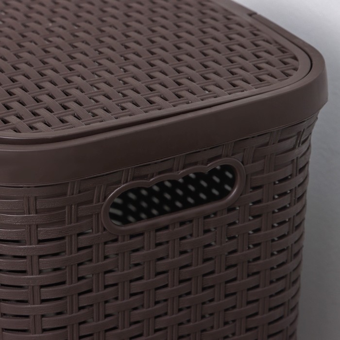 Корзина бельевая с крышкой «Ротанг», 40 л, 37×29×48 см, цвет коричневый Корзина бельевая с крышкой «Ротанг», 40 л, 37×29×48 см, цвет коричневый