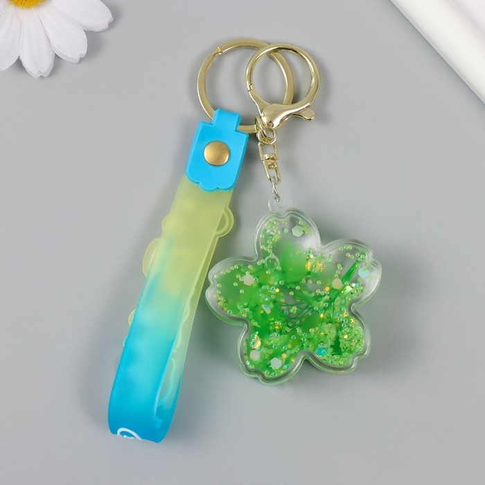 Брелок пластик с карабином, ремешком Брелок пластик с карабином, ремешком "Цветочек с ракушками" водный с декором 1,8х5,3х5,6 см 104732