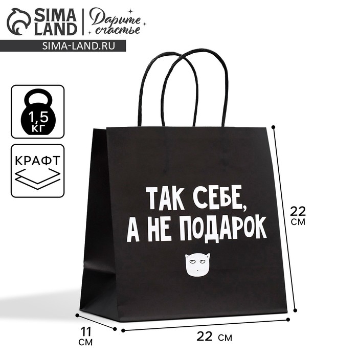 Пакет подарочный, упаковка, «Так себе, а не подарок», 22 х 22 х 11 см Пакет подарочный, упаковка, «Так себе, а не подарок», 22 х 22 х 11 см