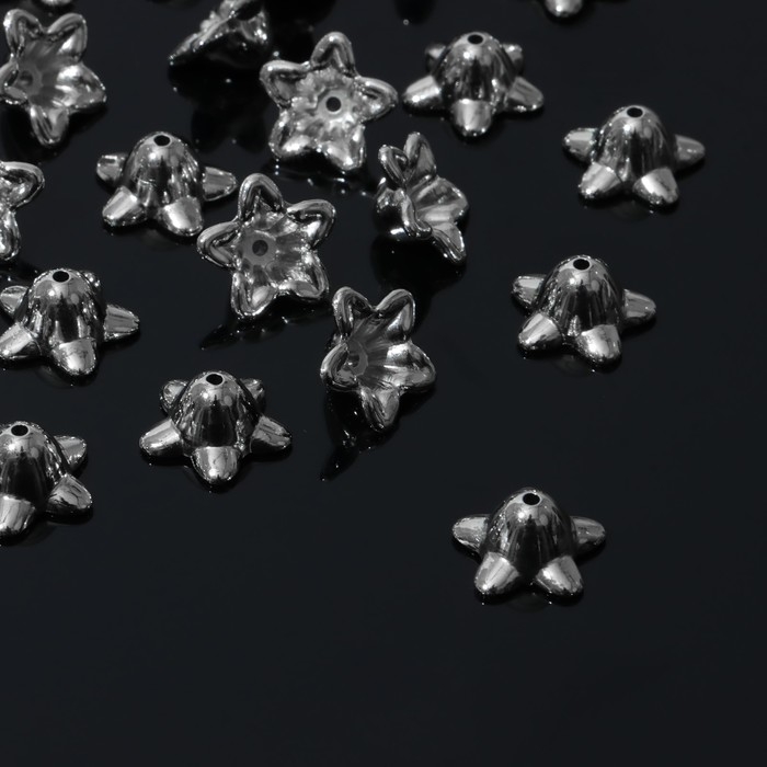 Шапочки для бусин 1,3×1,3×1 см, (набор 100 шт.), цвет серебро Шапочки для бусин 1,3×1,3×1 см, (набор 100 шт.), цвет серебро