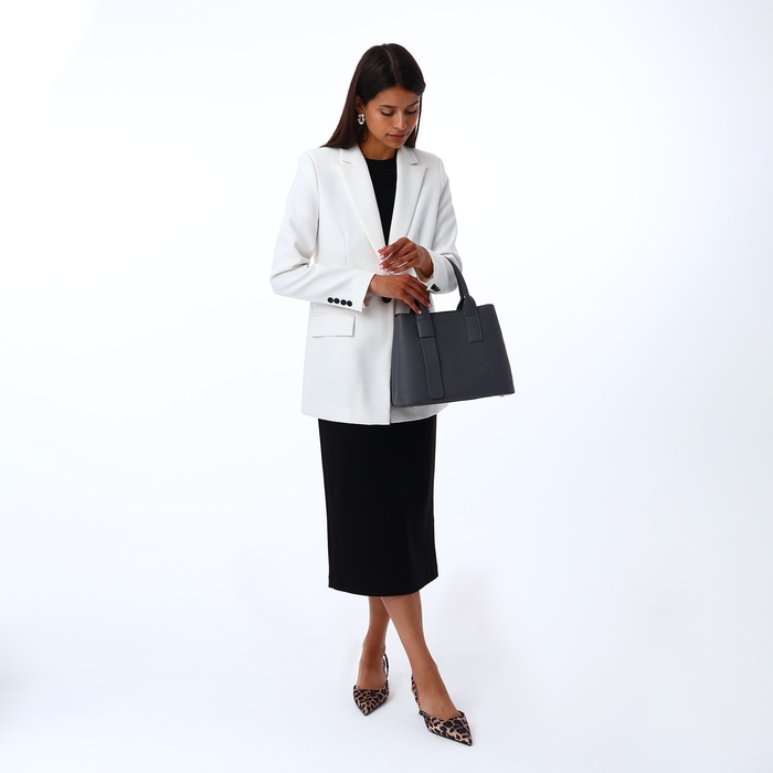 Сумка женская на молнии, TEXTURA, средний размер, цвет серый