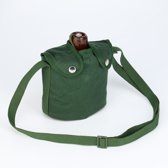 Фляжка армейская походная  Фляжка армейская походная "Аdventure" 1 л для воды, с котелком, металл, зелёный чехол