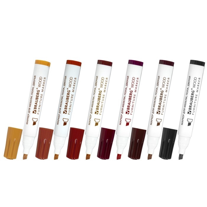 Маркеры 6цв для дерева, BRAUBERG WOOD 152203 Маркеры 6цв для дерева, BRAUBERG WOOD 152203