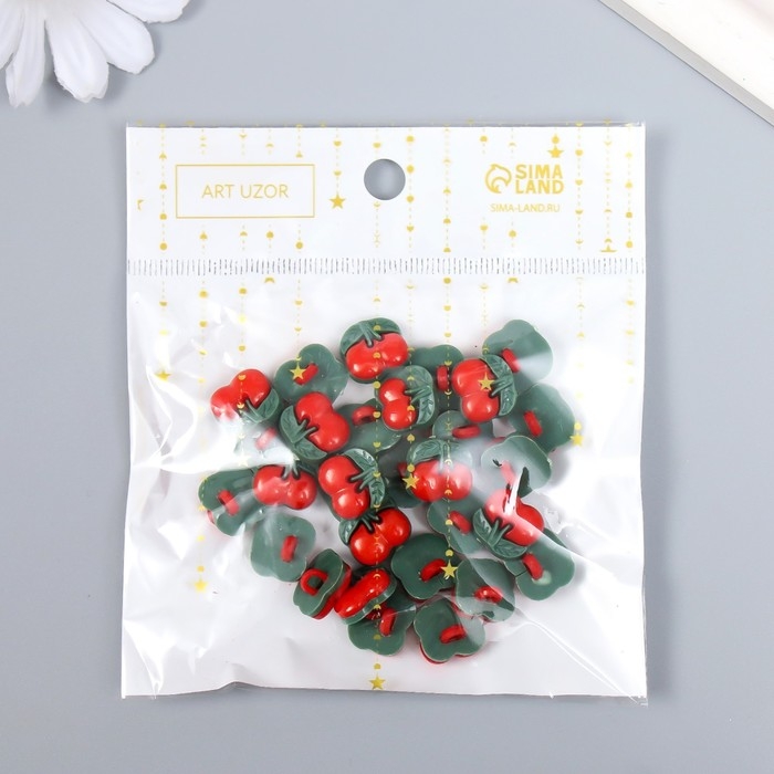 Набор пуговиц декоративных пластик Набор пуговиц декоративных пластик "Вишенки" набор 30 шт 1,3х1,2 см