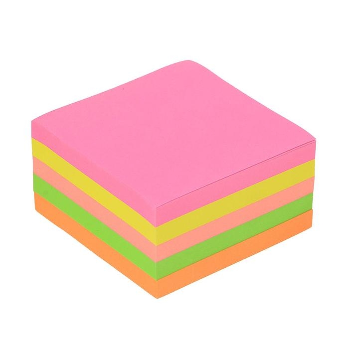 Блок с липким краем, 76 х 76 мм, 400 листов, флуоресцентные, 5 цветов, МИКС Блок с липким краем, 76 х 76 мм, 400 листов, флуоресцентные, 5 цветов, МИКС