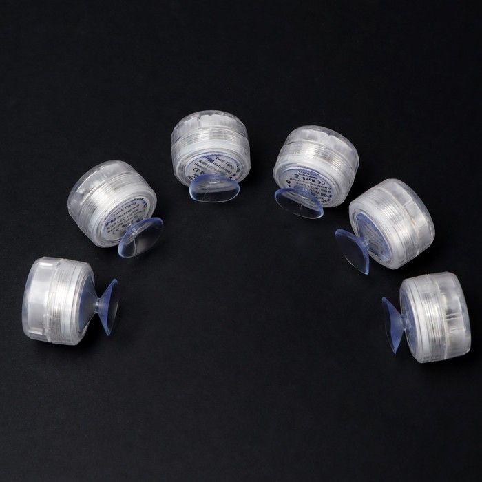 Светильник водонепроницаемый мини, 3 x 1.9 см, 6 шт, от CR2032 (в компл.), пульт, RGB, IP68 Светильник водонепроницаемый мини, 3 x 1.9 см, 6 шт, от CR2032 (в компл.), пульт, RGB, IP68