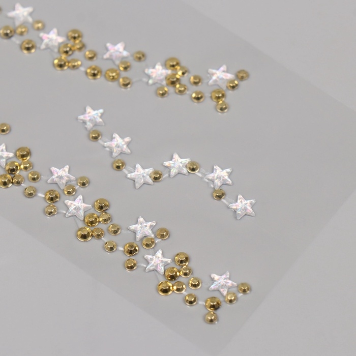 Наклейка пластик стразы "Чокер из звёзд" золото 11,6х18 см