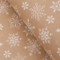 Бумага упаковочная новогодняя, крафт &laquo;Снежинки&raquo;, на буром 75 г/м&sup2; 0.7&times;10 м