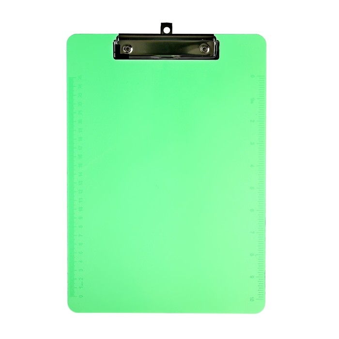 Планшет с прижимом формат А4 пластик, тонированный, с линейкой, МИКС