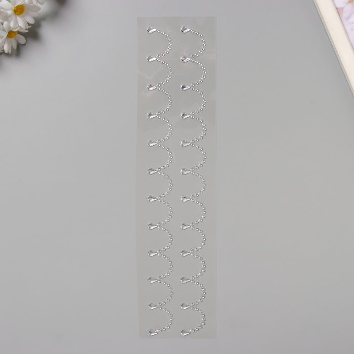 Наклейка пластик стразы "Подвесы" серебро 35х8 см