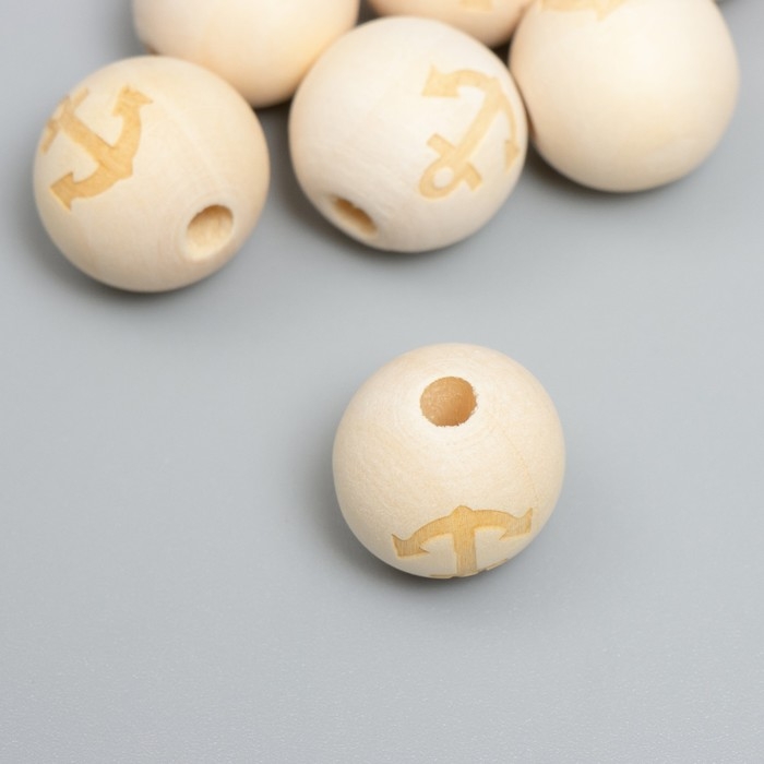 Бусина дерево для творчества Бусина дерево для творчества "Круглая. Якорь" d=1,8 см набор 10 шт