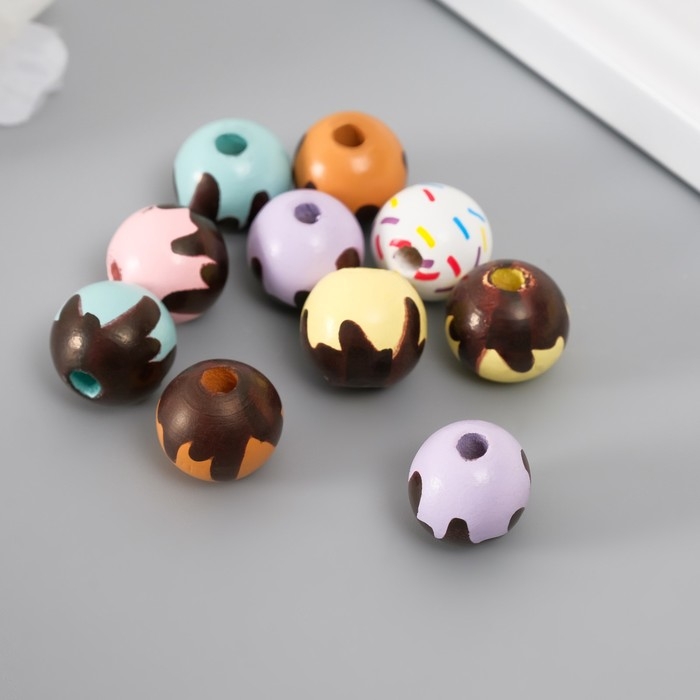 Бусины для творчества дерево Бусины для творчества дерево "Сладости" набор 10 шт d=1,6 см