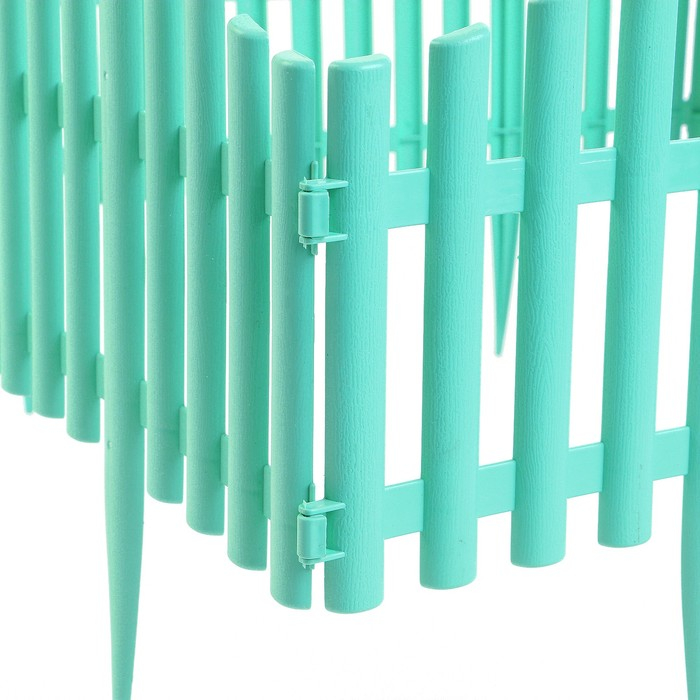 Ограждение декоративное, 30 × 300 см, 5 секций, пластик, бирюзовое, Greengo Ограждение декоративное, 30 × 300 см, 5 секций, пластик, бирюзовое, Greengo