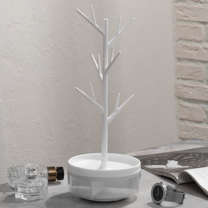 Подставка универсальная &laquo;Дерево&raquo; с местом для хранения, 14&times;5,5&times;35 см, цвет белый