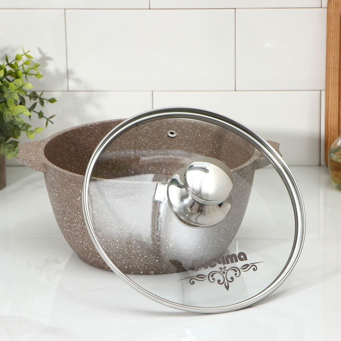 Кастрюля «Гранит Brown», 3 л, d=24 см, h=19.5 см, антипригарное покрытие, цвет коричневый