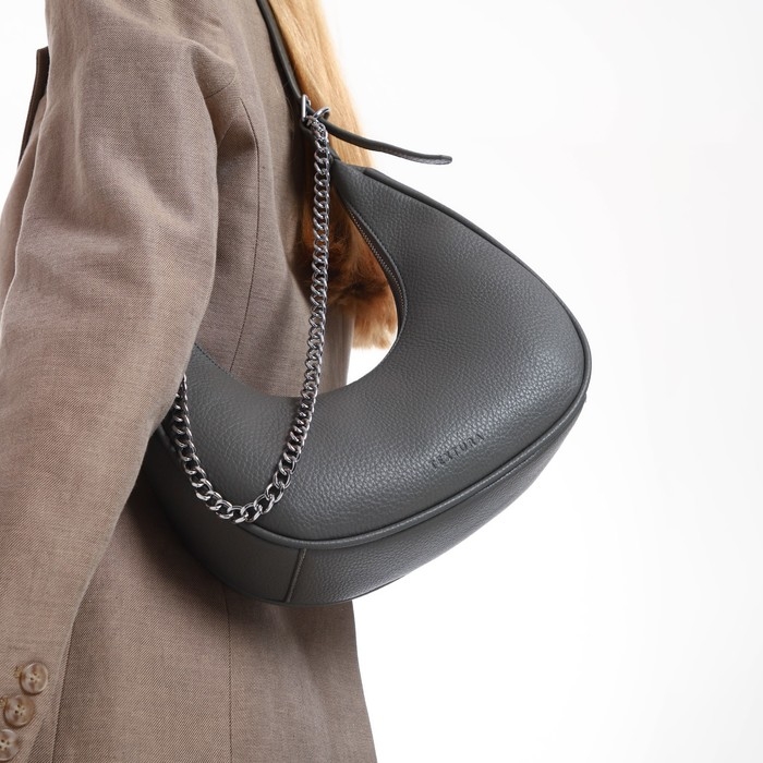 Сумка женская хобо на молнии TEXTURA, средний размер, цвет серый Сумка женская хобо на молнии TEXTURA, средний размер, цвет серый