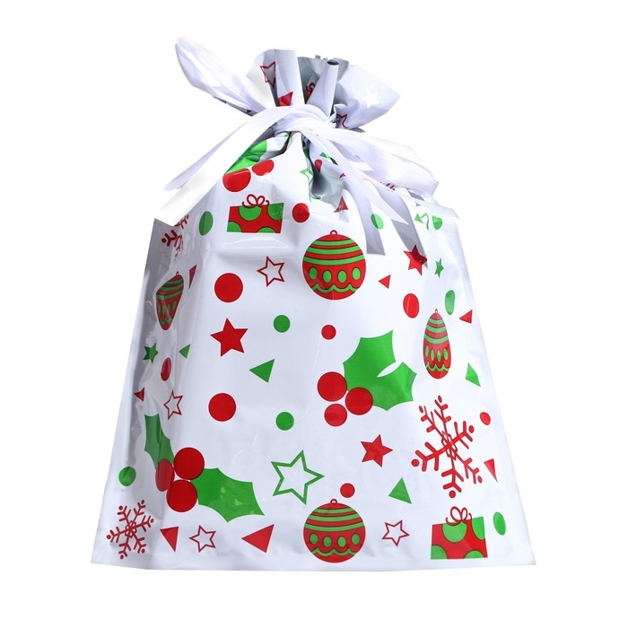 Новый год. Пакет подарочный с завязками,  Новый год. Пакет подарочный с завязками, "Ассорти", 24х32 см.