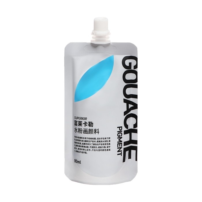 Гуашь художественная 80 мл, в дой-паке с крышкой, голубой Гуашь художественная 80 мл, в дой-паке с крышкой, голубой