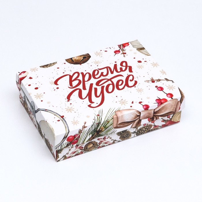 Новый год. Коробка подарочная новогодняя складная, Новый год. Коробка подарочная новогодняя складная, "Акварель", 21 х 15 х 5,7 см