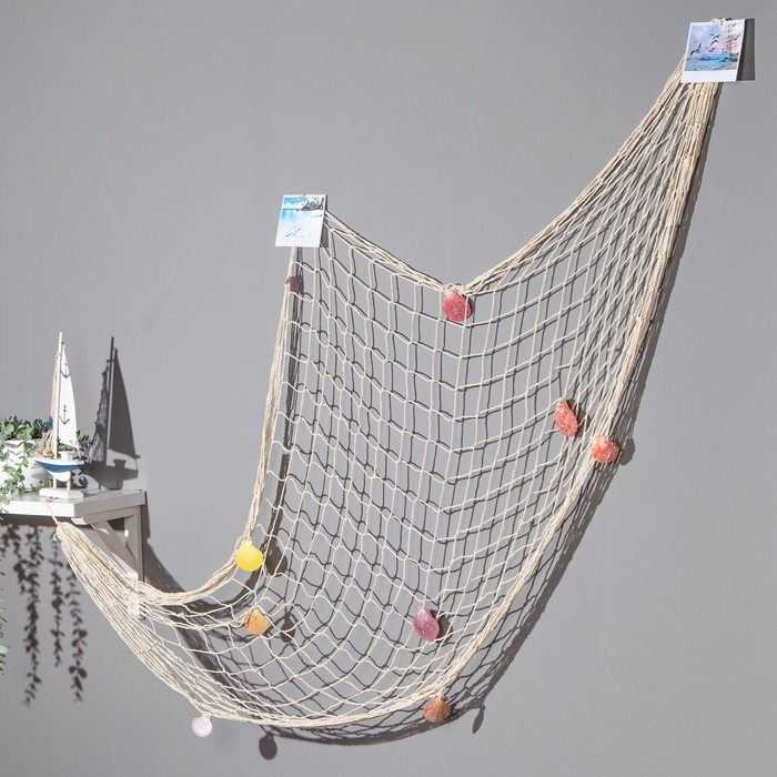 Сетка 100*200см, белая с ракушками Сетка 100*200см, белая с ракушками