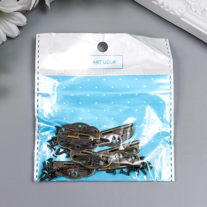 Петля для шкатулки металл фигурная бронза (набор 6 шт) 1,9х2,8 см