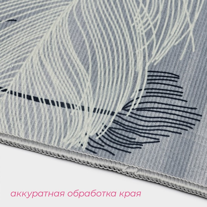 Набор ковриков для ванной и туалета Доляна «Пёрышки», 2 шт, 50×80 см, 40×50 см, цвет серый