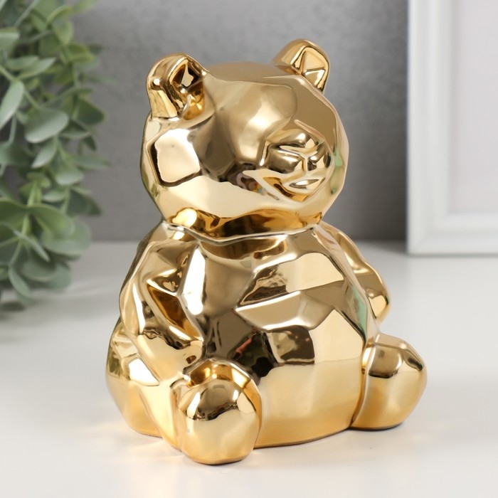 Копилка керамика Копилка керамика "Медвежонок 3D грани" золото 11х9,5х14,3 см