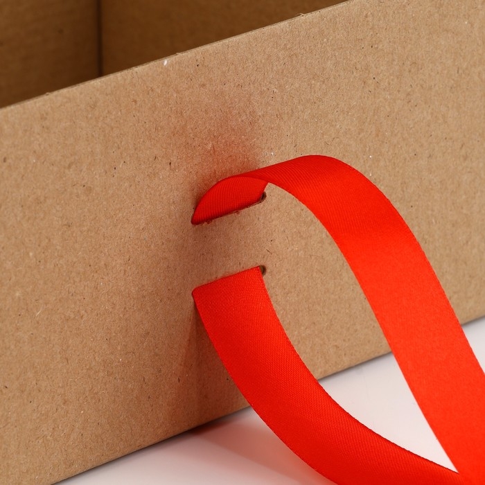 Коробка подарочная складная, упаковка, «Крафт, красная лента», 22 х 16.5 х 10 см Коробка подарочная складная, упаковка, «Крафт, красная лента», 22 х 16.5 х 10 см