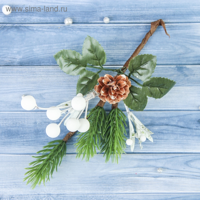 Декор  Декор "Зимние грезы" белые шарики шишка, 15 см