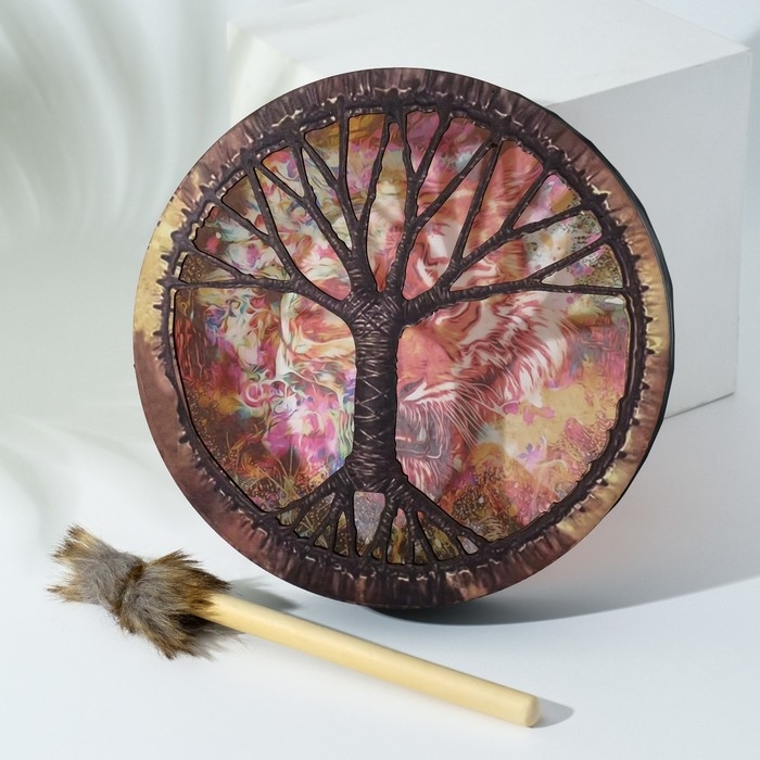 Шаманский бубен Шаманский бубен "Тигр-бабочка" с колотушкой 5х25х25 см
